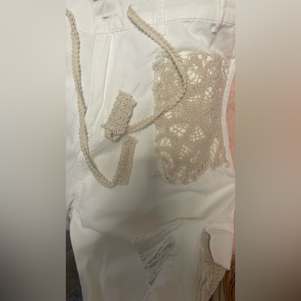 Cream Distressed Cargo Pants by POL hoodie and photo also listed in my closet - Picture 9 of 15